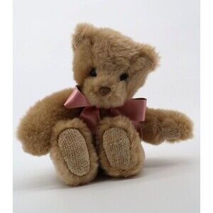 First & Main Teddy Bear Plush Brown Pink Bow 20–30 Years Old Soft Toy